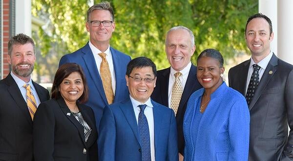 UCR Business Executive Fellows 2024-25 with Dean Wang and Chancellor Wilcox